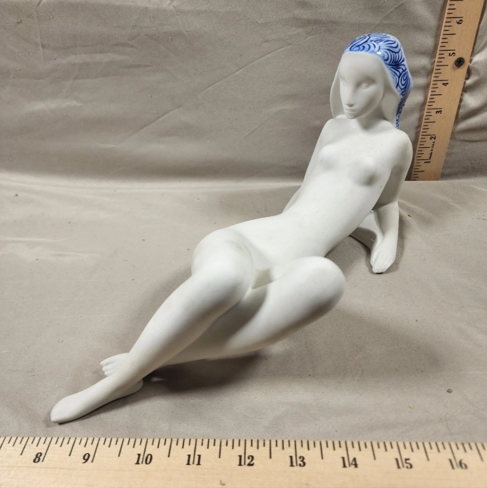 Rare Royal Dux Porcelain Seated Nude Catholic Nun Woman Statue Flawless Shape